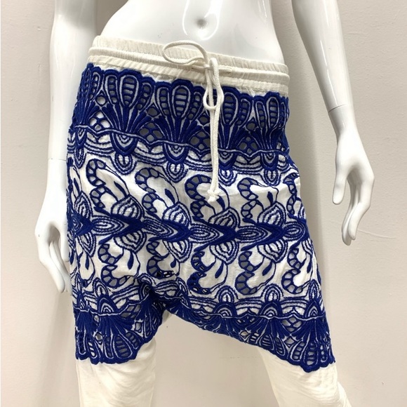 Women’s Gypsy 05 Royal Blue & Ivory Crochet Harem Pants - Picture 5 of 6